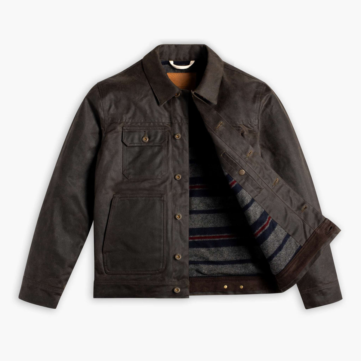 Waxed Trucker Jacket | Dark Olive